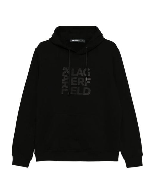 Karl Lagerfeld Black Logo-Print Hoodie for men