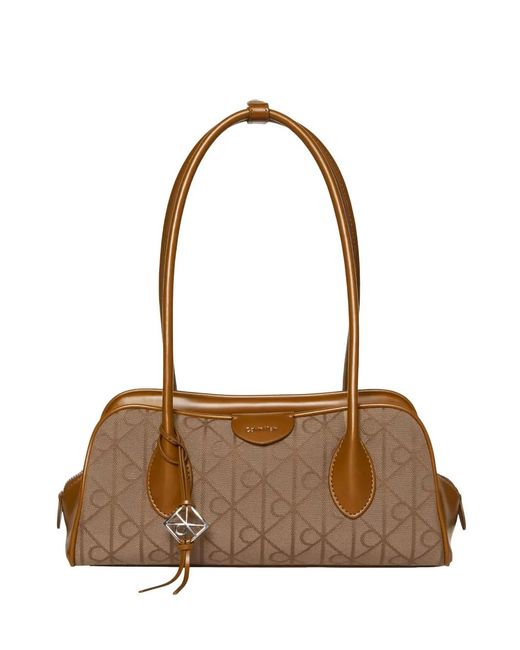 Calvin Klein Metallic Emblem Monogram-Pattern Tote Bag