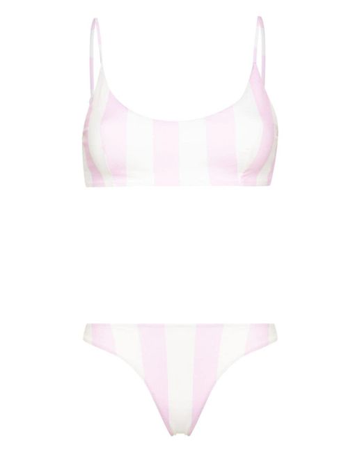 Mc2 Saint Barth White Judy Striped Bikini