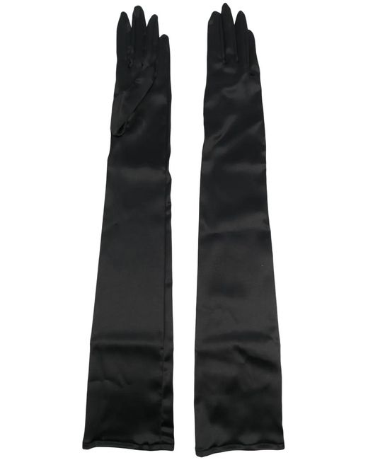 Dolce & Gabbana Black Silk Long Gloves