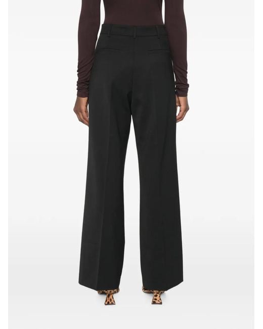 ANDAMANE Black Pleated Wide-Leg Trousers