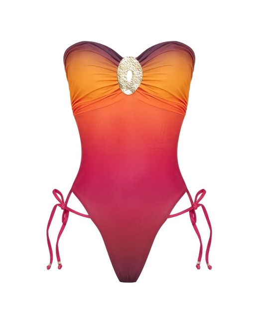 Amir Slama Pink X Tati Barbieri Gradient-Effect Ring-Detail Swimsuit