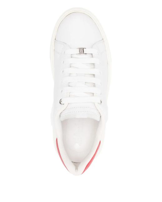 Ferragamo White Leather Lace-Up Low-Top Sneakers