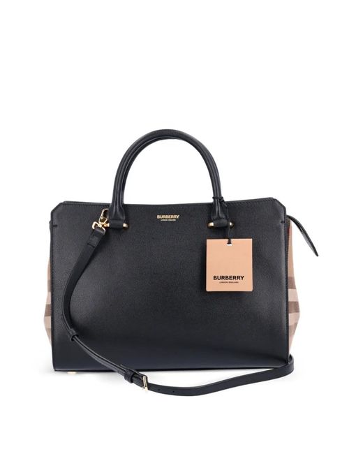 Burberry Blue Banwell Check Tote Bag for men
