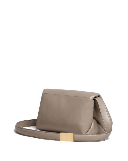 Marni Brown Small Prisma Leather Shoulder Bag