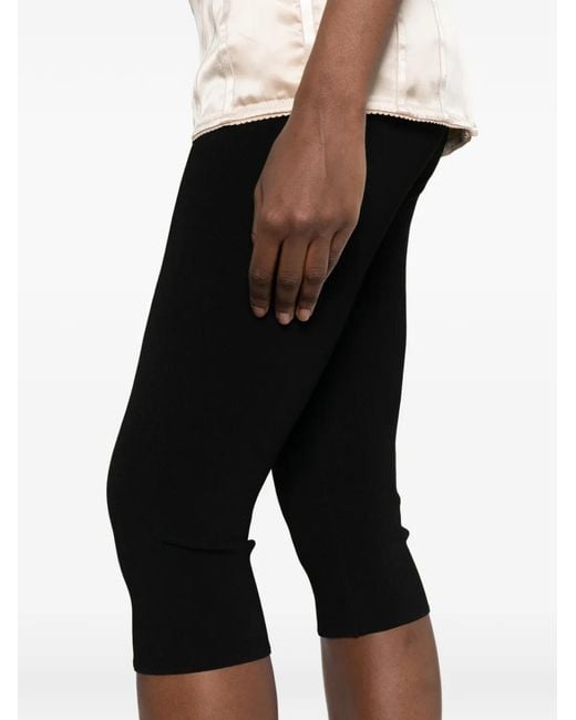Magda Butrym Black Ribbed Capri-Length Trousers