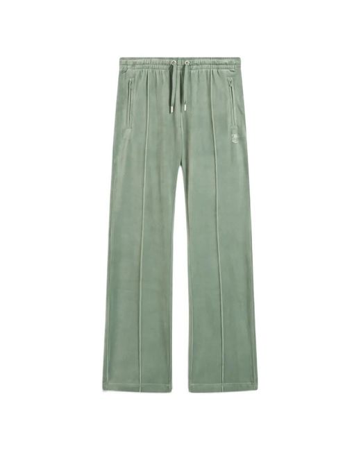 Juicy Couture Green Diamanté-Logo Velour Track Pants