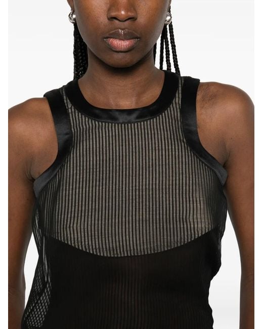 Sacai Black Striped Sleeveless Top