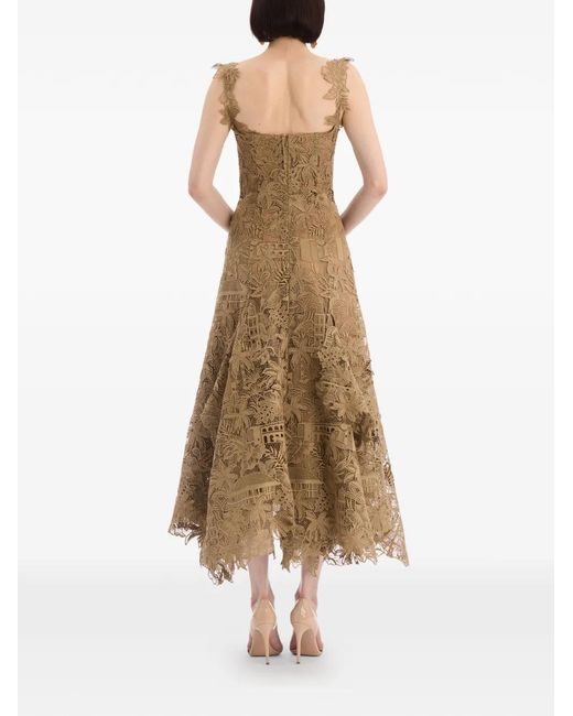 Oscar de la Renta Natural Dominican Landscape Guipure Dress