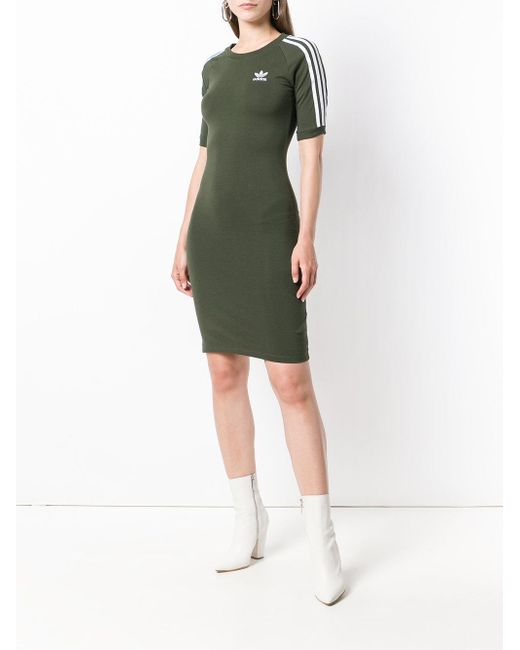 adidas Cotton Originals 3-stripes Dress in Green | Lyst