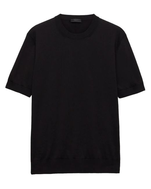 メンズ Prada ファインニット Tシャツ Black