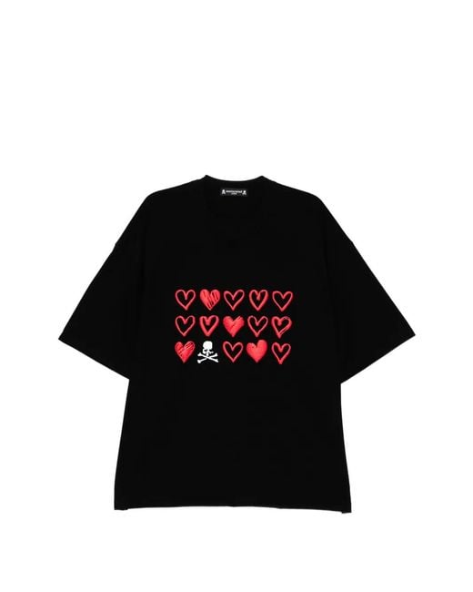 Mastermind Japan Black Hearts Skull Graphic T-Shirt for men