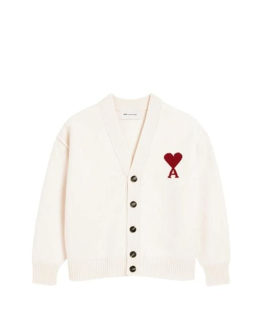 AMI Wollen Vest Met Logo in het Natural