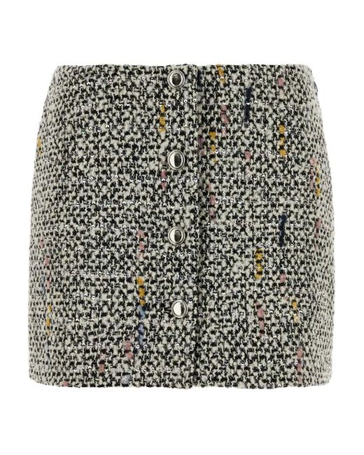 Alessandra Rich Gray Tweed Sequinned Mini Skirt