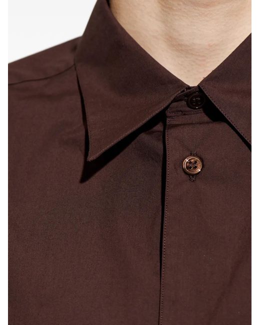 Studio Nicholson Brown Poplin Short-Sleeved Shirt for men