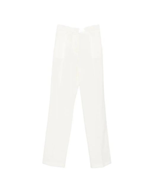 Elisabetta Franchi White Pressed-Crease Straight-Leg Trousers