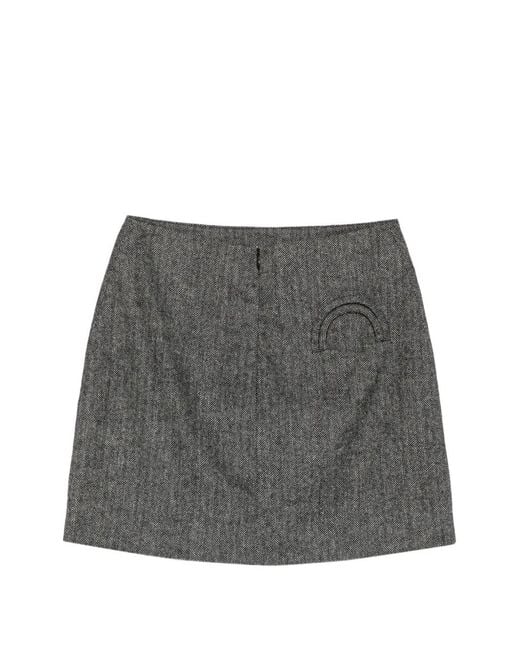 Blazé Milano Gray Herringbone-Pattern Mini Skirt