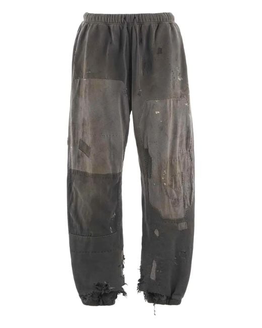 SAINT Mxxxxxx Gray Patchwork Frayed Track Pants for men