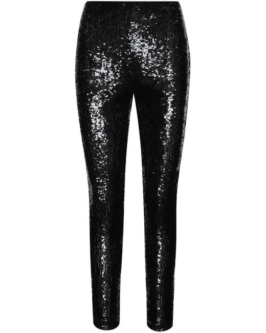 Oscar de la Renta Black Sequin-Embellished Skinny Trousers