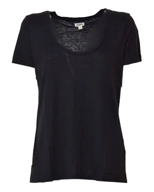 L'Agence T-Shirt Met Diepe Ronde Hals in het Black