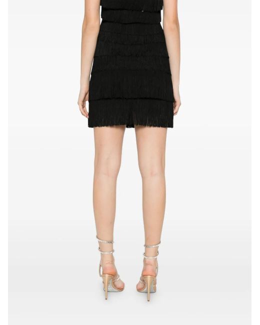 Norma Kamali Black Fringe Mini Skirt