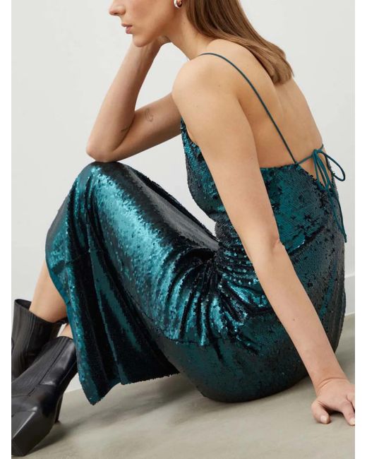Samsøe & Samsøe Blue Sequin Tie Midi Dress