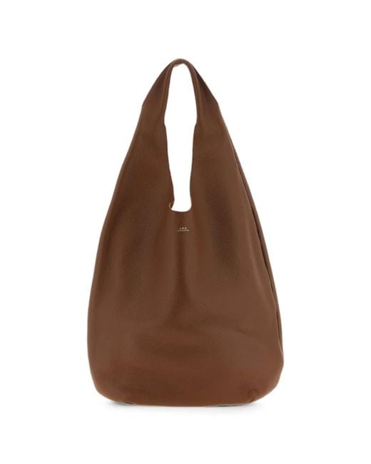 A.P.C. Brown Le Neige Hammered Leather Shoulder Bag