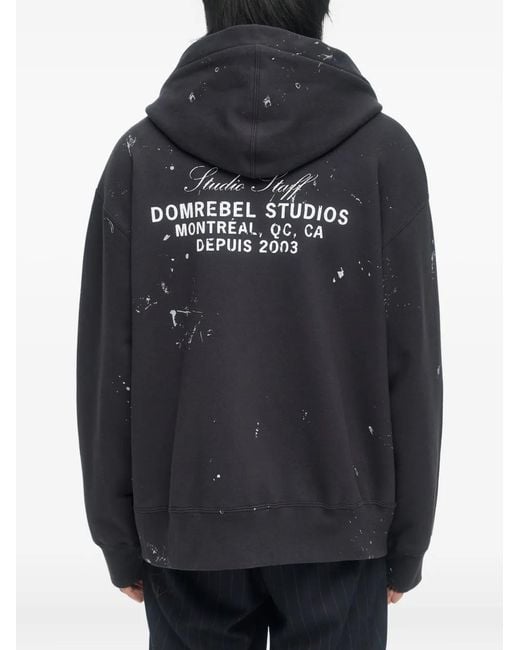 DOMREBEL Blue Staff Paint-Splatter Zip Hoodie for men