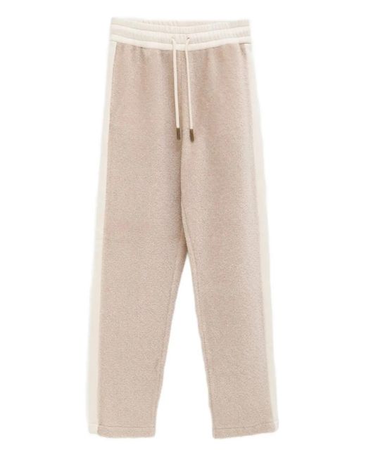 Moncler Natural Drawstring Side Stripe Pants
