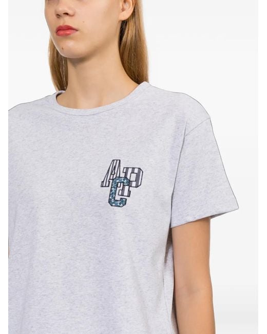 A.P.C. White Logo-Embroidered T-Shirt