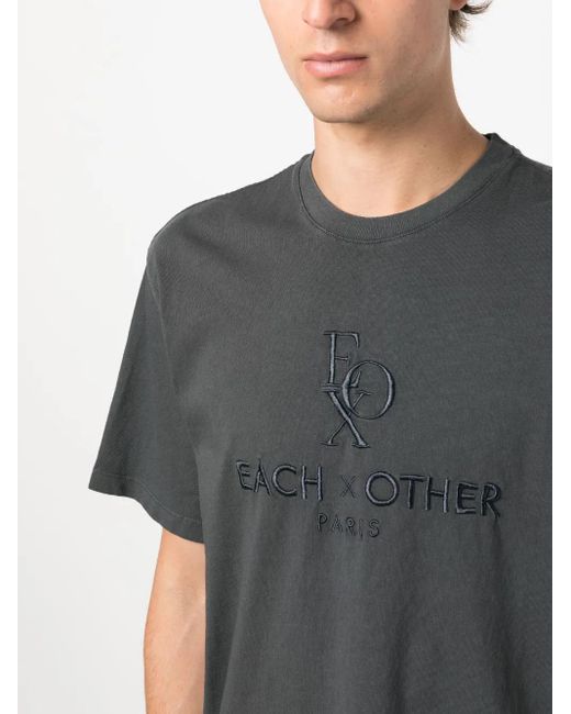 Each x Other Black Logo-Embroidered Cotton T-Shirt for men