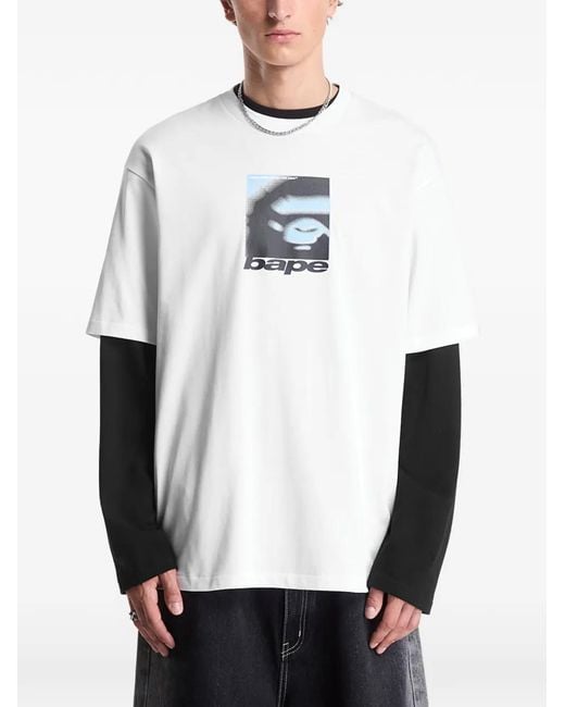 A Bathing Ape White Spray Ape Head T-Shirt