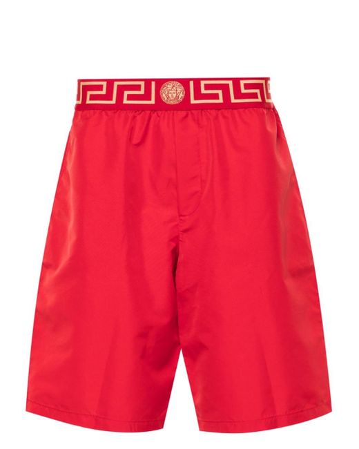 Versace Badeshorts mit Greca-Bund in Red für Herren