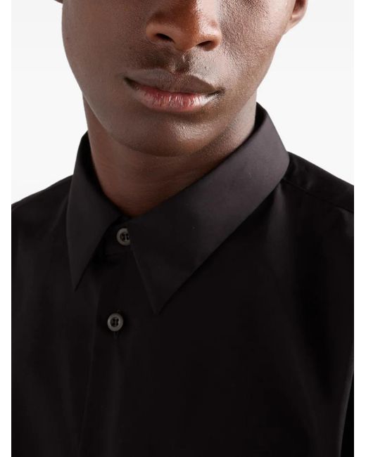 Camisa De Algodón Con Bolsillo De Parche Prada de hombre de color Black