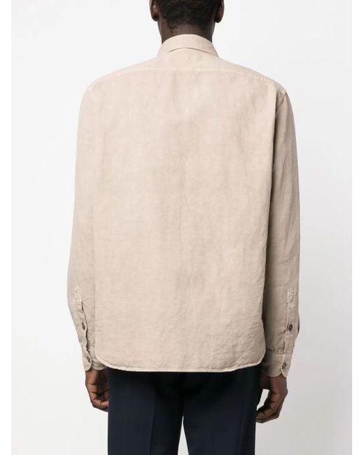 Fay Natural Logo-Patch Button-Up Shirt for men
