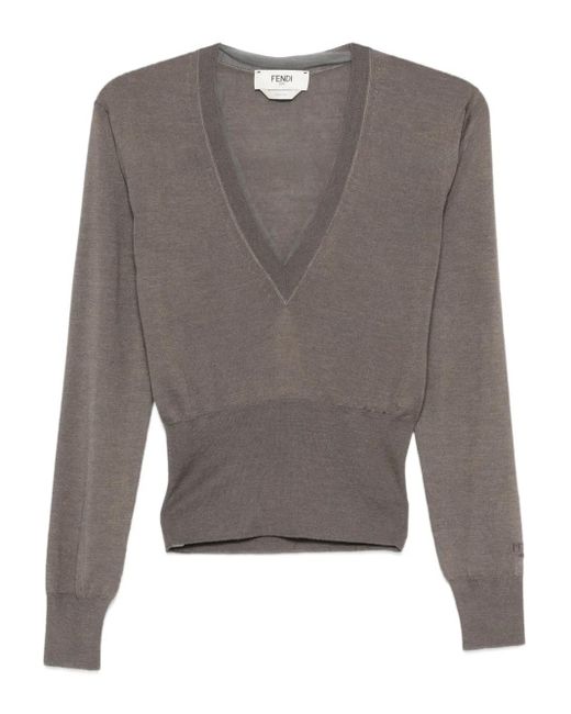Fendi Vネック Tシャツ Gray