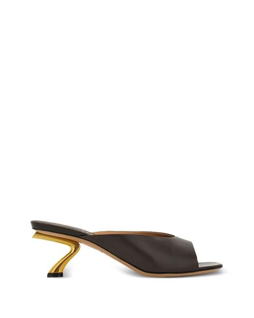 Ferragamo White Open-Toe Leather Mules