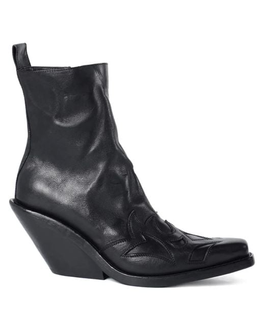 Bottines En Cuir À Détails De Sangles Ann Demeulemeester pour homme en coloris Black