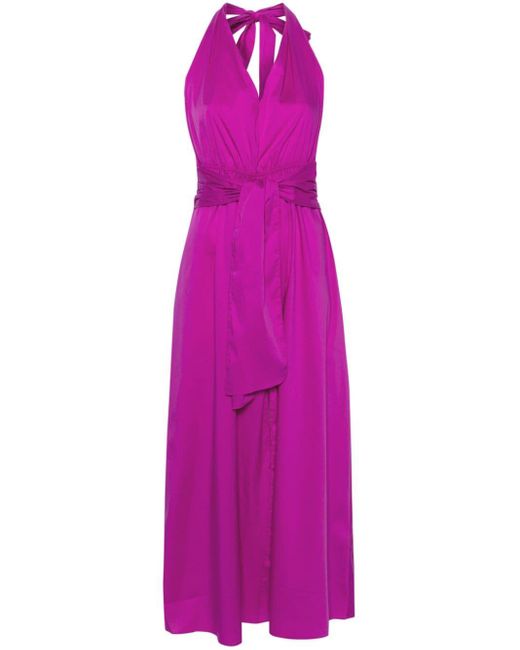 Liu Jo Popeline Midi-jurk Met Halternek in het Purple
