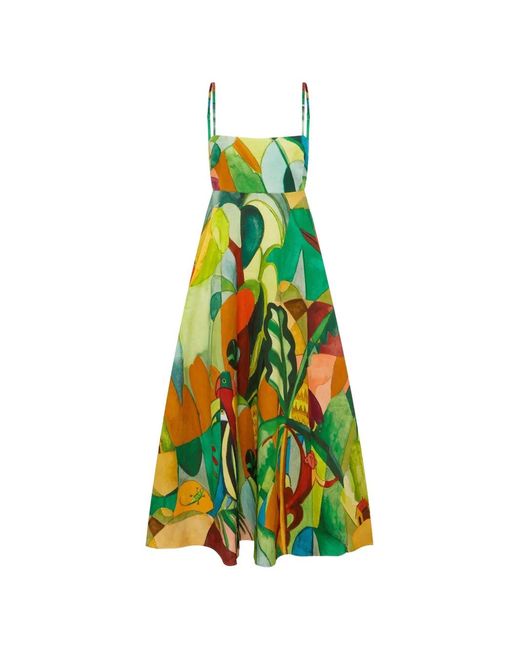 ALÉMAIS Green Mokshini Adjustable-Strap Midi Dress
