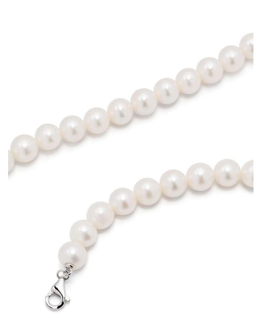 Yvonne Léon 18kt White Gold Collier Perles Pearl And Emerald Choker