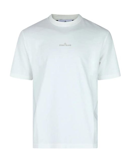 Logo-print cotton T-shirt Stone Island de hombre de color Blue