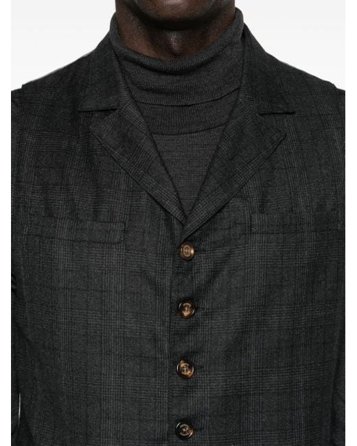 Eleventy Black Checked Wool Waistcoat for men