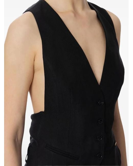 Elisabetta Franchi Black Button-Fastening Sleeveless Waistcoat