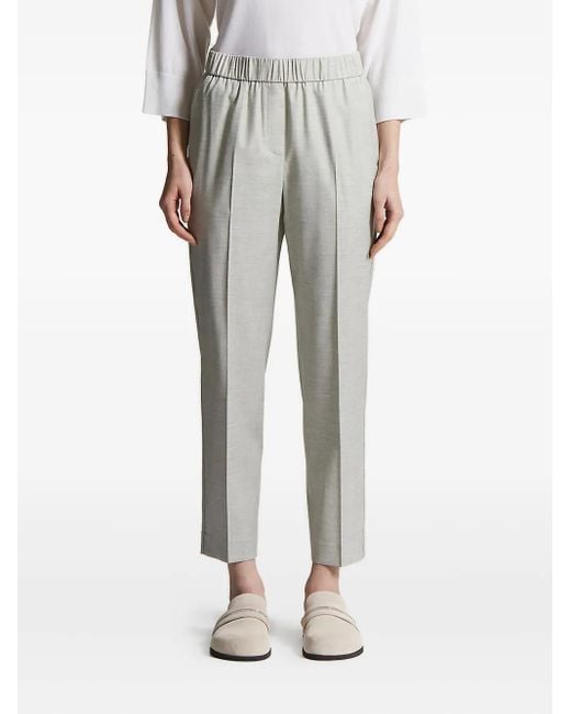 Peserico Gray Elastic-Waist Trousers