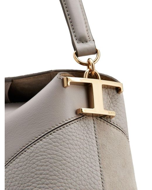 Tod's Metallic T Timeless Suede Tote Bag