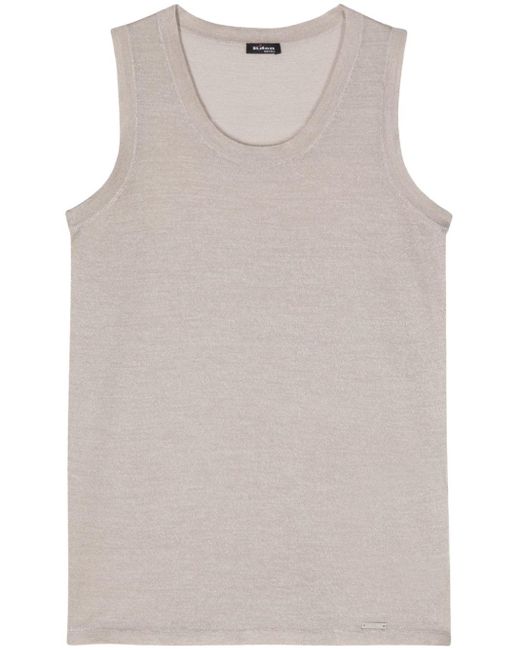 Kiton Gray Silk-blend Knitted Top