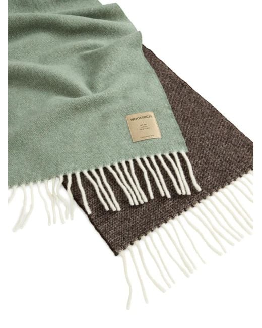 Woolrich Green Wool Fringed Scarf