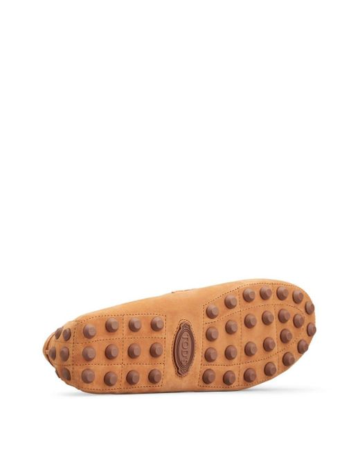 Tod's Brown Logo-embossed Suede Loafers for men