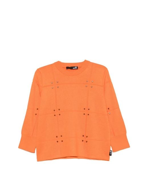 Love Moschino Orange Stud-Embellishment Sweater